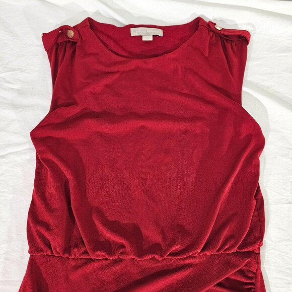 Banana Republic Dark Red Sleeveless Ruched Midi Dress XS Polyester/Spandex - Picture 3 of 7